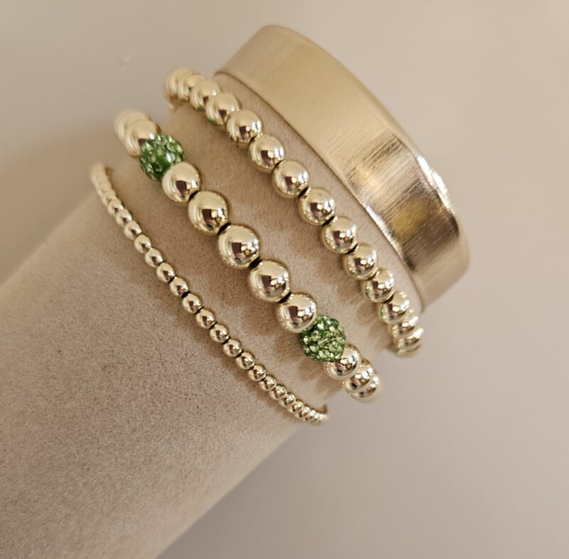 Sparkling gold  Set 3 delig  14kt sparkling strass green