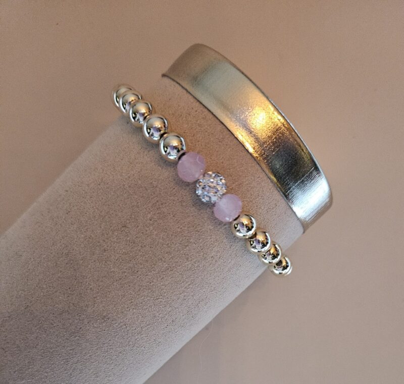 ARMBAND SPARKLING 6MM STRASS  licht pink