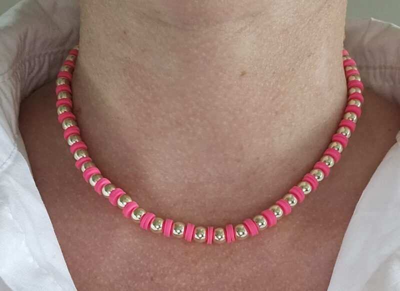 Ketting Sparkling NEON pink 6mm