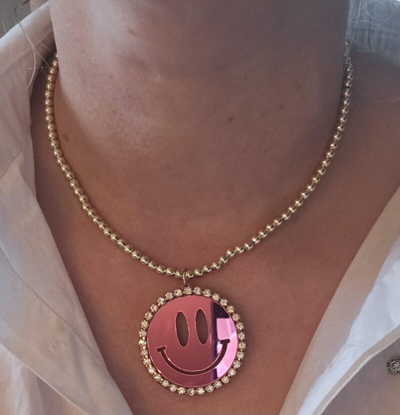 Ketting  SMILEY PINK 4mm  SPARKLING 14KT